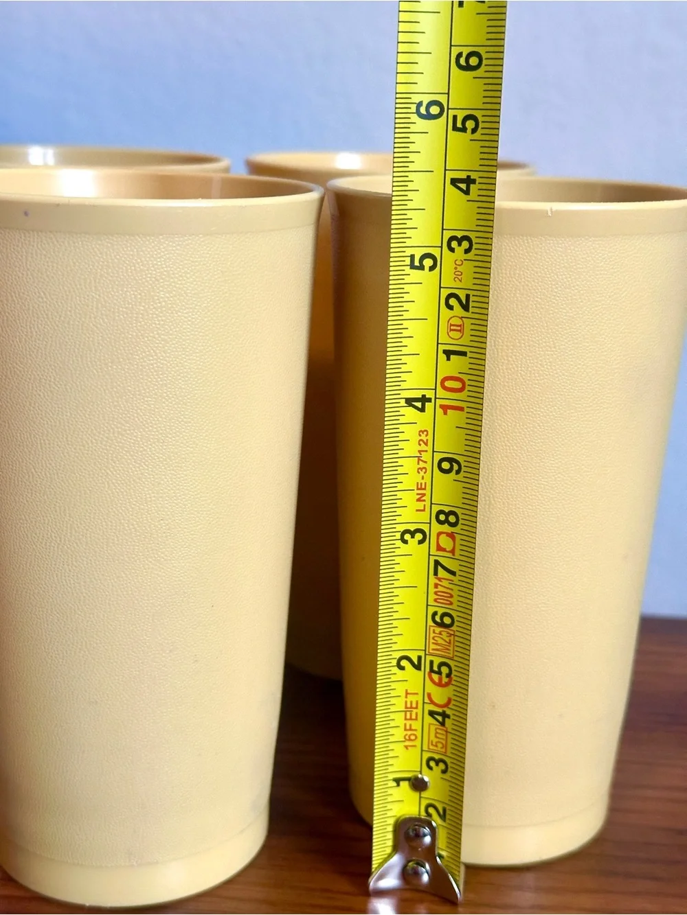 4 Tupperware #873 Yellow Drink Cups 12 Ounce Tumblers Harvest Gold Vintage USA